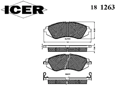 Тормозные колодки дисковые передняя ось ICER 181263