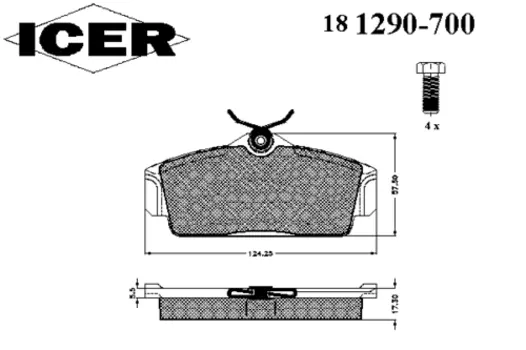 Тормозные колодки дисковые передняя ось ICER 181290-700