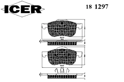 Тормозные колодки дисковые передняя ось ICER 181297