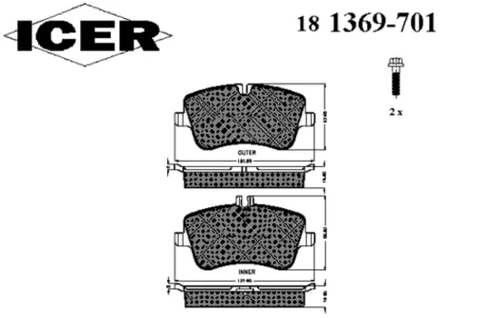 Тормозные колодки дисковые передняя ось ICER 181369-701