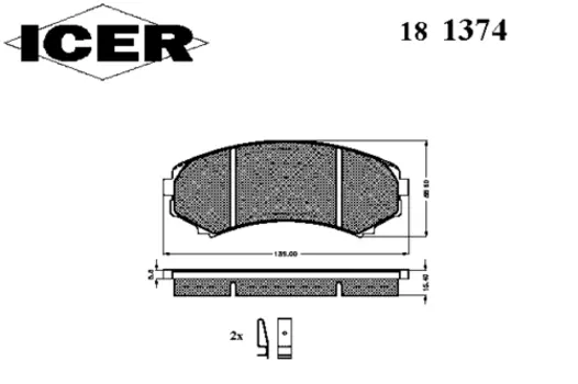 Тормозные колодки дисковые передняя ось ICER 181374
