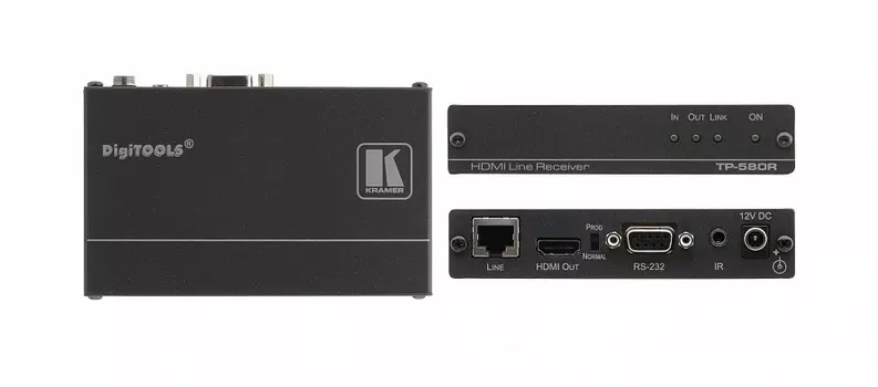 Приемник Kramer TP-580R, 1xRJ-45-1xHDMI/IR/RS-232, 3840x2160, по витой паре до 70м (50-80022090)