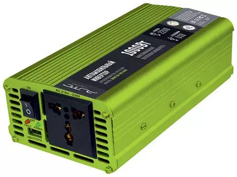 Преобразователь напряжения Qumo QAI-902-1000 (Inv 002) 1 кВт, 12В/220В, зеленый (33796)