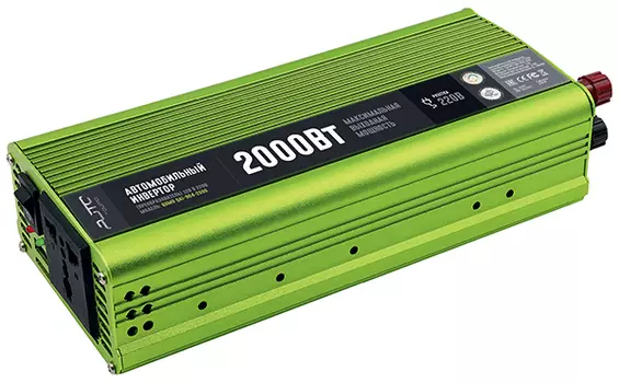 Преобразователь напряжения Qumo QAI-904-2000 (Inv 004) 2 кВт, 12В/220В, зеленый (33797)