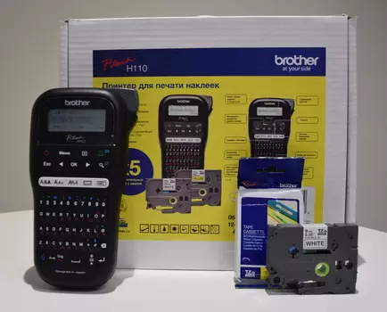 Принтер наклеек Brother P-touch PT-H110, термотрансфер, 180dpi, 12мм, + набор лент (TZE231 х 3, TZE631 х 2) (PTH110R1BUND)