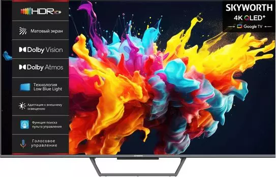 Телевизор 65" Skyworth 65Q67G, 3840x2160, DVB-T /T2 /C, HDMIx3, USBx2, WiFi, Smart TV, черный (65Q67G)