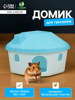 Домик для грызунов угловой, 11.410.710.7 см, голубой