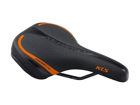 Седло для велосипеда KELLYS COMFORTLINE, женское, 277х162 мм, чёрное с оранжевой полоской