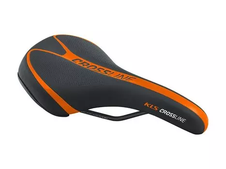Седло для велосипеда KELLYS CROSSLINE, MTB, 262х175 мм, технология zone cut, чёрно-оранжевое