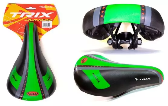 Седло TRIX, детское, 230х145 мм, с замком, черно-зеленый, HBAZ-0625(green)