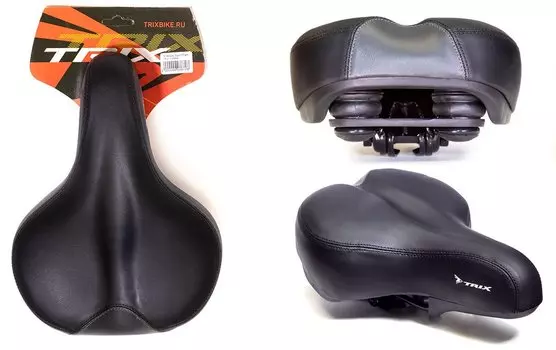 Седло TRIX, комфорт, 260х190 мм, с замком, эластомерное, черно-серый, AZ-5548 grey
