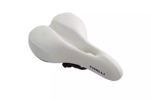 Седло велосипедное CIONLLI 6087, MTB, с замком, белый, 1SA000003500