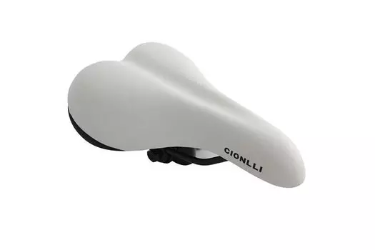 Седло велосипедное CIONLLI 6120, MTB, с замком, белый, 1SA000003502