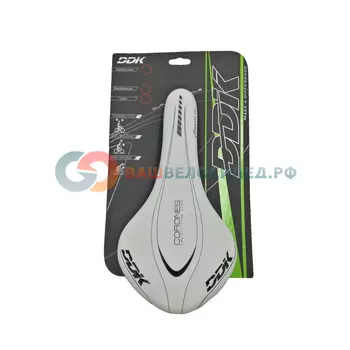 Седло велосипедное DDK 9009, спортивное, Cro-Mo рамка, белое, DDK-D9009_wht