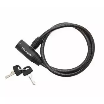 Велосипедный замок Vinca Sport, тросовый, на ключ, 8 х 650мм, чёрный, VS 101.101 black
