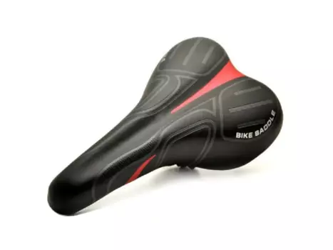 Седло велосипедное FORWARD FS-6125, актив MTB, 260x150 мм, с замком, черный/красный