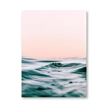 Океанский пляж, настенные художественные принты, прибой, прибрежная фотография, холст, плакат, розовые настенные панно, скандинавское украшение, живопись, декор для галереи 21*30cm