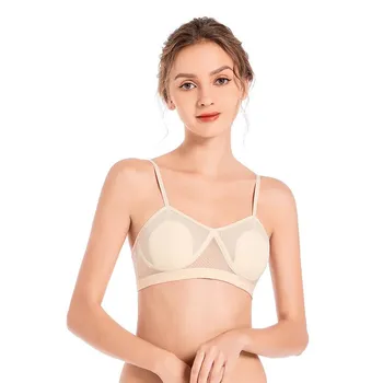 Тонкие бретели Тонкая секция Pure Desire Mesh Дышащее нижнее белье без стального кольца Верх с полным запахом поддерживающий бюстгальтер S белый