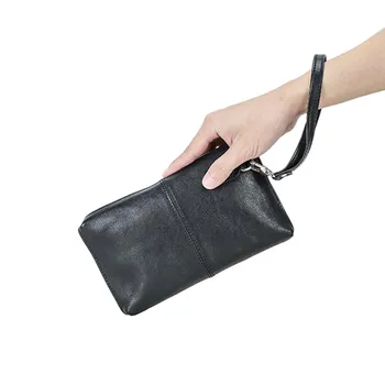 Винтажный мужской клатч из натуральной кожи, RFID-клатч-кошелек, повседневный длинный кошелек, большая вместительная дорожная сумка, мужская кофейный