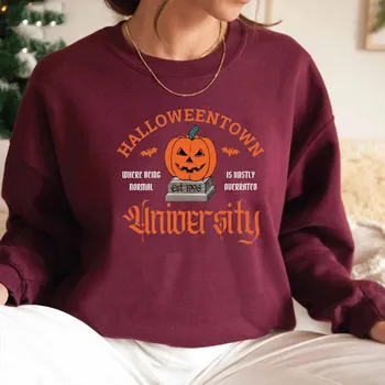 Толстовка Halloweentown University, свитер Halloweentown Est 1998 года, осенняя толстовка Halloween, винтажная толстовка Halloween Town с капюшоном, топы L розовый