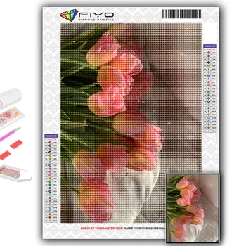 DIY 5D алмазная живопись тюльпаны набор для вышивки крестом полная дрель вышивка мозаика художественная картина стразы подарок Full Round 20X30CM