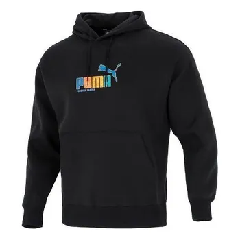 Толстовка essentials rainbow hoodie 'black' Puma, черный