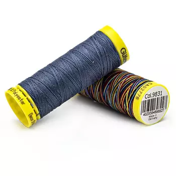 Набор шв. нитей (702160 Deco Stitch 70, однотон 70м, 702161 Deco Stitch 70 мультиколор 70м) Гутерман, 112 серо-синий джинс, 9831 мультиколор
