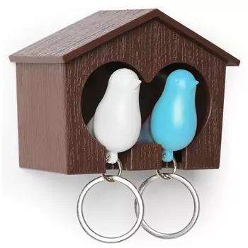 Держатель для ключей Qualy Duo Sparrow белый-голубой