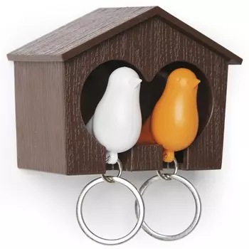 Держатель для ключей Qualy Duo Sparrow белый-оранжевый