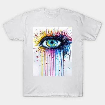 T Рубашка женщин Eye Art Harajuku Печать Кавайи футболка Летний короткий рукав женский футболка Top Tee S