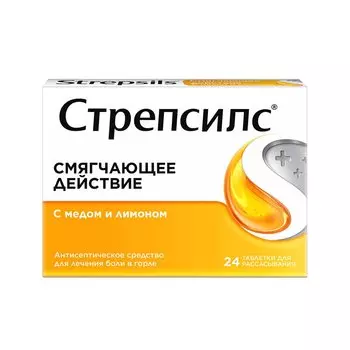 Стрепсилс таблетки для рассасывания Мед-Лимон 24 шт