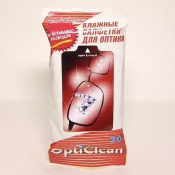 Салфетки д/оптики влажные "Opticlean" 20 шт