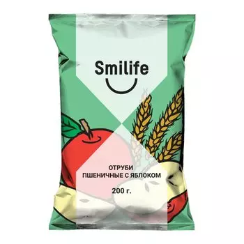 Smilife Отруби хрустящие пшеничные с кальцием и яблоком 200 г