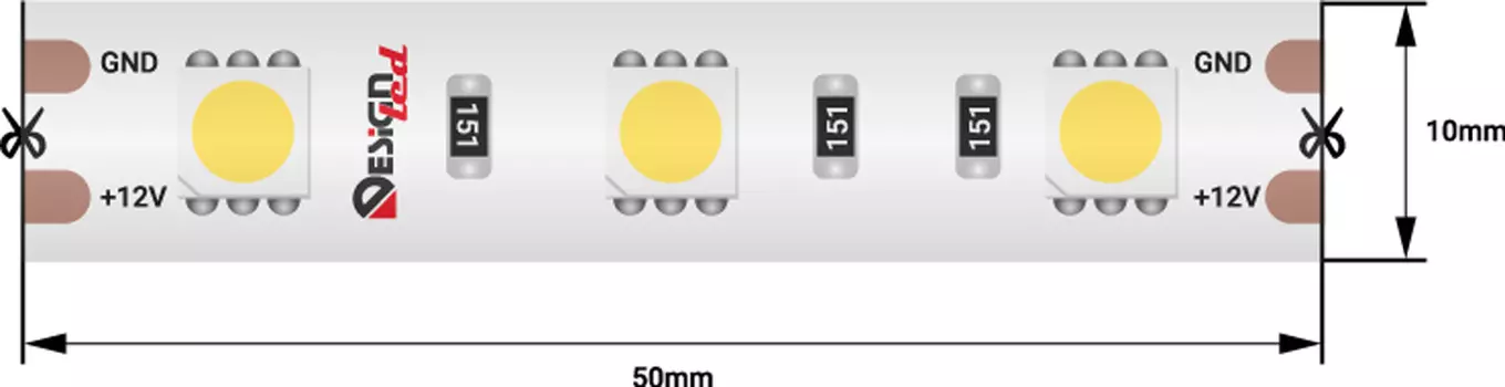 Лента светодиодная 1м. 14,4W 4000K LUX DSG560-12-NW-65