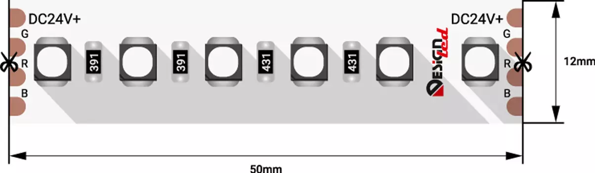 Лента светодиодная 1м. 20W LUX DSG3A120-24-RGB-33