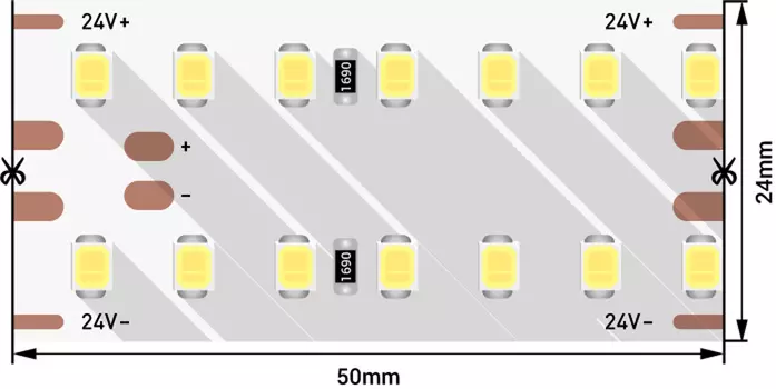 Лента светодиодная 1м. 25W 4000K LUX DSG2280V2-24-NW-33