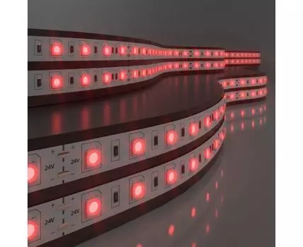 Лента светодиодная 24V 14,4W 60Led 5050 IP20 красный, 5м