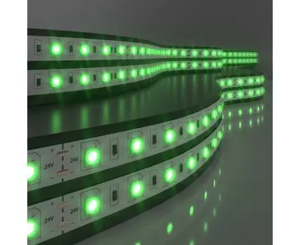 Лента светодиодная 24V 14,4W 60Led 5050 IP20 зелёный, 5м