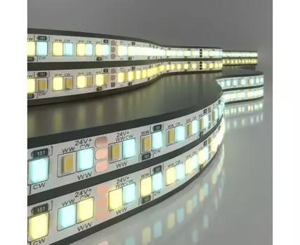 Лента светодиодная 24V 16W 240Led 2835+2835 IP20 MIX теплый белый/холодный белый, 5м