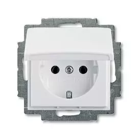 ABB BJB Basic 55 Бел Розетка с/з с крышкой