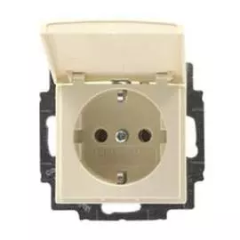 ABB BJB Basic 55 Беж Розетка с/з с крышкой