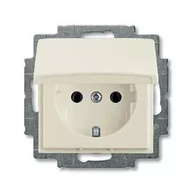 ABB BJB Basic 55 Шале (бел) Розетка с/з с крышкой