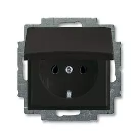 ABB BJB Basic 55 Шато (чёрн) Розетка с/з с крышкой