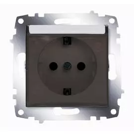 ABB Cosmo Алюминий Розетка с/з с защитной крышкой
