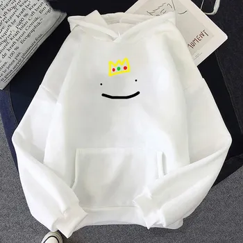 Ranboo x смайлик с короной Толстовка Аниме мечта SMP мерч Толстовки Wo Унисекс Унисекс с длинным рукавом y2k Толстовка с круглым вырезом Уличная одежда 2XL