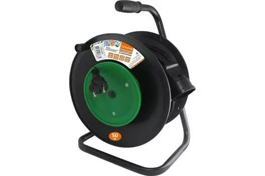 Удлинитель на катушке TDM, 1-розетка, 50м, черный (SQ1307-0404)