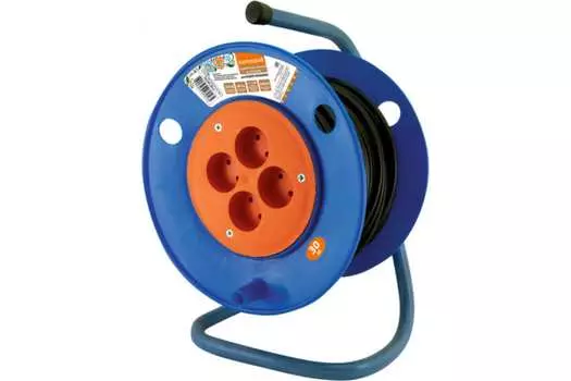 Удлинитель на катушке TDM, 4-розетки, 30м, черный (SQ1307-0512)