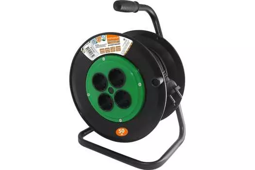 Удлинитель на катушке TDM, 4-розетки, 50м, черный (SQ1307-0524)