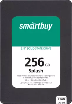 Твердотельный накопитель (SSD) SmartBuy 256Gb Splash (2019), 2.5", SATA3 (SBSSD-256GT-MX902-25S3)