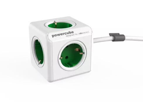 Удлинитель Allocacoc PowerCube Extenden, 5-розеток, 1.5м, белый/зеленый (1300GN/DEEXPC)